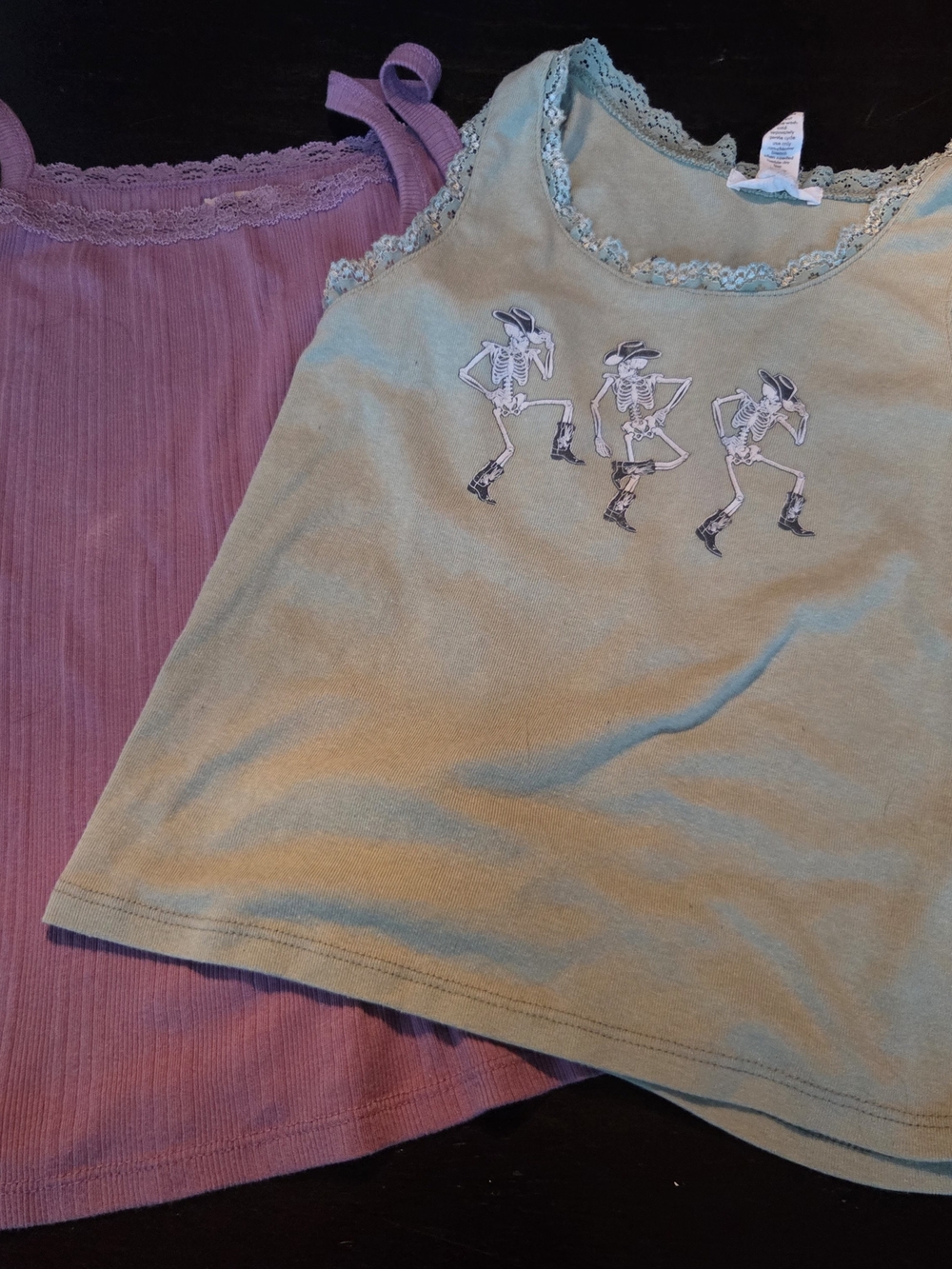 Girls Lace-Trim Tank Tops - Purple & Light Green